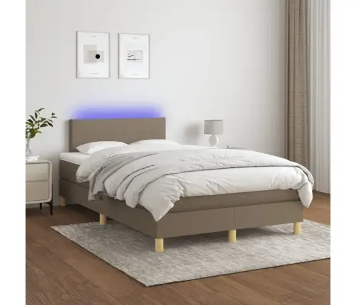Lova Su Spyruoklėmis/Čiužiniu/Led, Taupe, 120X190cm Audinys