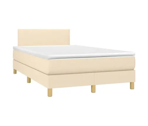 Lova Su Spyruoklėmis/Čiužiniu/Led, Kreminė, 120X190cm Audinys