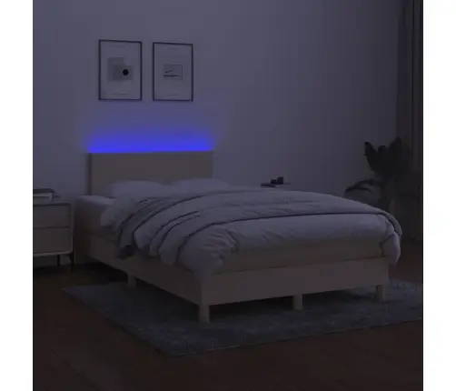 Lova Su Spyruoklėmis/Čiužiniu/Led, Kreminė, 120X190cm Audinys