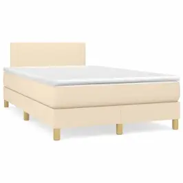 Lova Su Spyruoklėmis/Čiužiniu/Led, Kreminė, 120X190cm Audinys