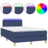 Atsperu Gulta Ar Matraci, Led, Zils Audums, 120X190 Cm Vidaxl