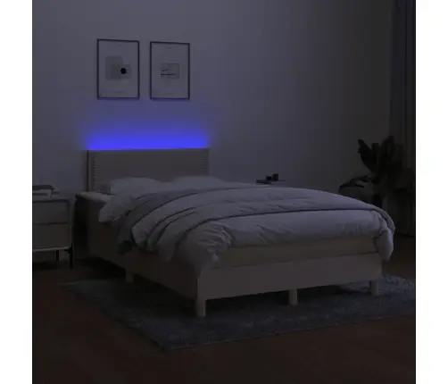 Lova Su Spyruoklėmis/Čiužiniu/Led, Kreminė, 120X190cm Audinys