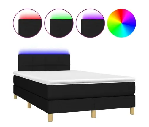 Atsperu Gulta Ar Matraci, Led, Melns Audums, 120X190 Cm Vidaxl