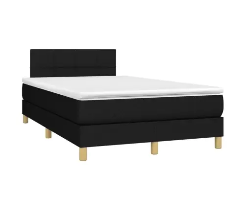 Atsperu Gulta Ar Matraci, Led, Melns Audums, 120X190 Cm Vidaxl