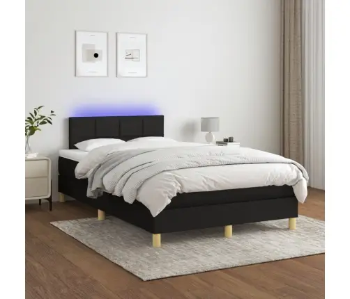 Atsperu Gulta Ar Matraci, Led, Melns Audums, 120X190 Cm Vidaxl