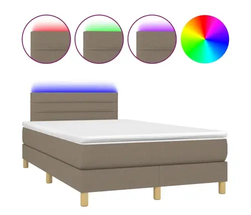 Atsperu Gulta Ar Matraci, Led, Pelēkbrūns Audums, 120X190 Cm Vidaxl