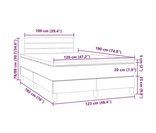 Atsperu Gulta Ar Matraci, Led, Pelēkbrūns Audums, 120X190 Cm Vidaxl