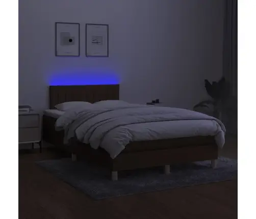 Atsperu Gulta Ar Matraci, Led, Tumši Brūns Audums, 120X190 Cm Vidaxl