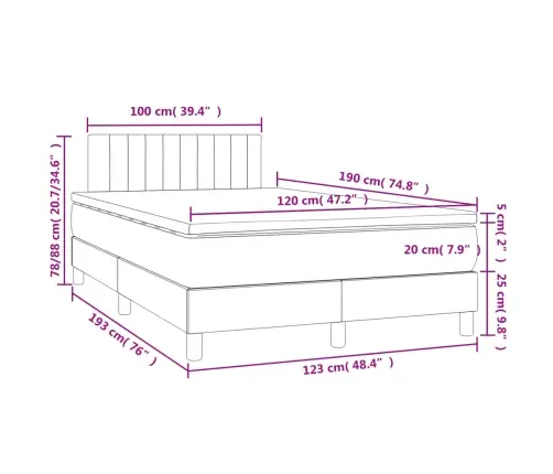 Atsperu Gulta Ar Matraci, Led, Tumši Brūns Audums, 120X190 Cm Vidaxl