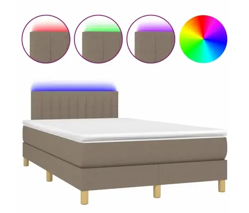 Atsperu Gulta Ar Matraci, Led, Pelēkbrūns Audums, 120X190 Cm Vidaxl