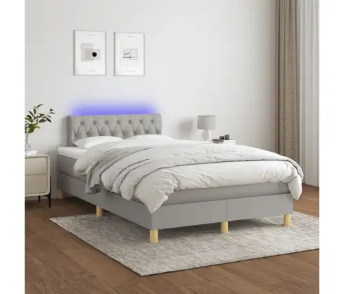 Lova Su Spyruoklėmis/Čiužiniu/Led, Pilka, 120X190cm Audinys