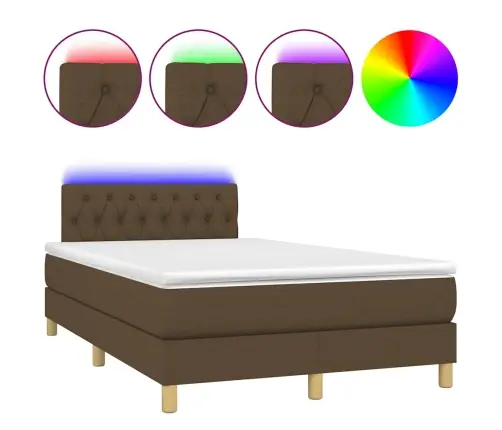 Atsperu Gulta Ar Matraci, Led, Tumši Brūns Audums, 120X190 Cm Vidaxl