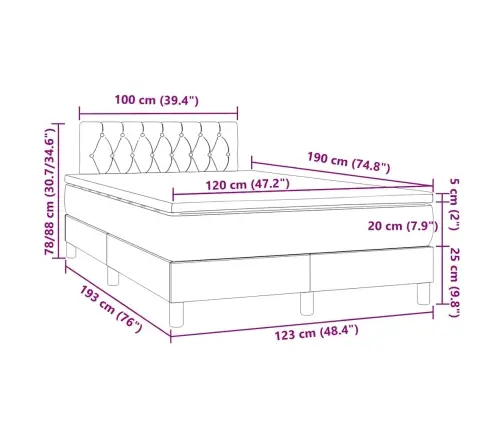 Atsperu Gulta Ar Matraci, Led, Tumši Brūns Audums, 120X190 Cm Vidaxl