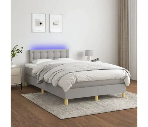 Lova Su Spyruoklėmis/Čiužiniu/Led, Pilka, 120X190cm Audinys