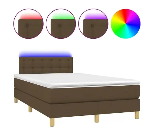 Atsperu Gulta Ar Matraci, Led, Tumši Brūns Audums, 120X190 Cm Vidaxl