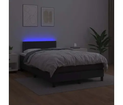 Atsperu Gulta Ar Matraci, Led, Melna, 120X190 Cm, Mākslīgā Āda Vidaxl