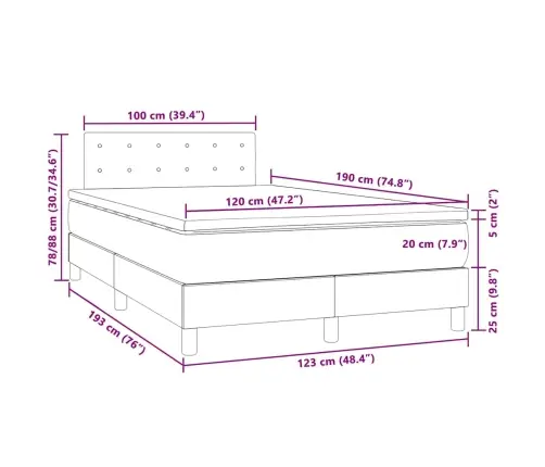 Lova Su Spyruoklėmis/Čiužiniu/Led, Pilka, 120X190cm Oda