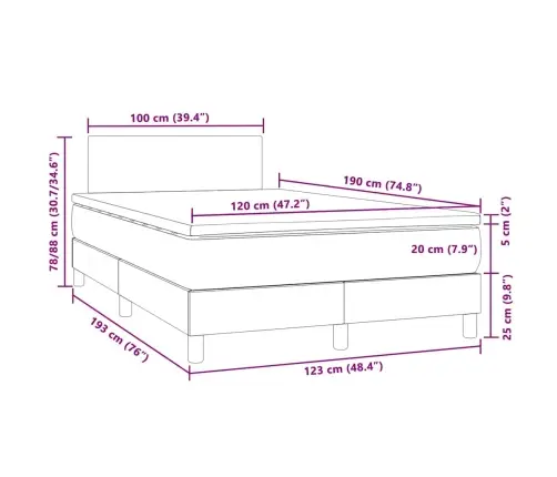 Atsperu Gulta Ar Matraci, Led, Gaiši Pelēks Samts, 120X190 Cm Vidaxl Atsperu Gulta Ar Matraci, Led, Gaiši Pelēks Samts, 120X190 Cm Vidaxl