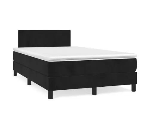 Atsperu Gulta Ar Matraci, Led, Melns Samts, 120X190 Cm Vidaxl
