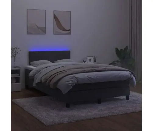Atsperu Gulta Ar Matraci, Led, Melns Samts, 120X190 Cm Vidaxl