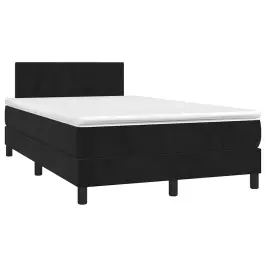 Atsperu Gulta Ar Matraci, Led, Melns Samts, 120X190 Cm Vidaxl