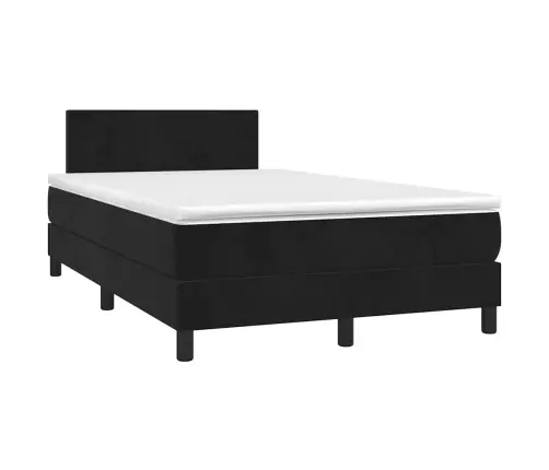 Atsperu Gulta Ar Matraci, Led, Melns Samts, 120X190 Cm Vidaxl