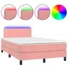 Atsperu Gulta Ar Matraci, Led, Rozā Samts, 120X190 Cm Vidaxl