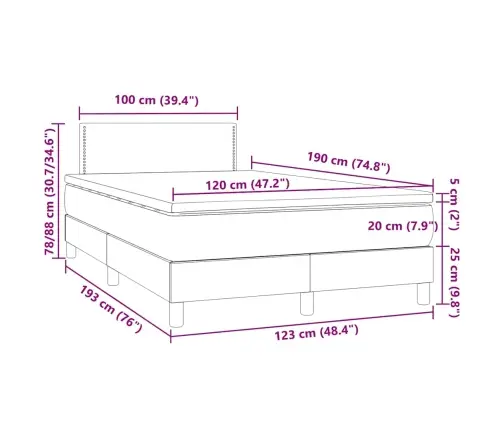 Atsperu Gulta Ar Matraci, Led, Tumši Zaļš Samts, 120X190 Cm Vidaxl