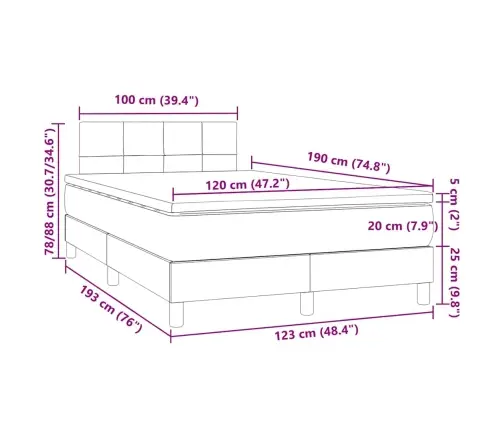 Atsperu Gulta Ar Matraci, Led, Tumši Zaļš Samts, 120X190 Cm Vidaxl