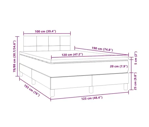 Atsperu Gulta Ar Matraci, Led, Rozā Samts, 120X190 Cm Vidaxl