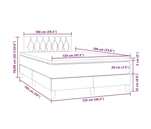 Atsperu Gulta Ar Matraci, Led, Melns Samts, 120X190 Cm Vidaxl