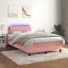 Atsperu Gulta Ar Matraci, Led, Rozā Samts, 120X190 Cm Vidaxl