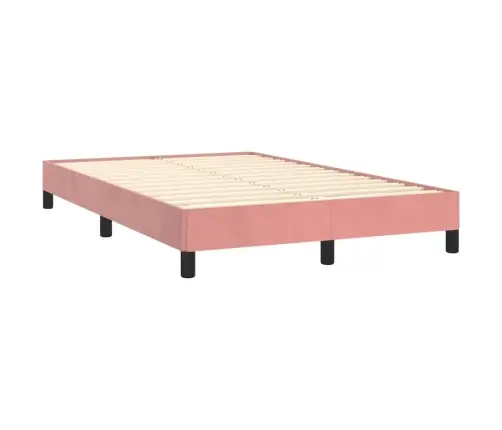 Atsperu Gulta Ar Matraci, Led, Rozā Samts, 120X190 Cm Vidaxl