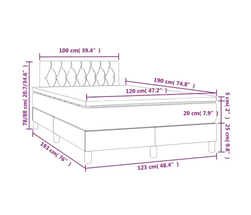 Atsperu Gulta Ar Matraci, Led, Rozā Samts, 120X190 Cm Vidaxl
