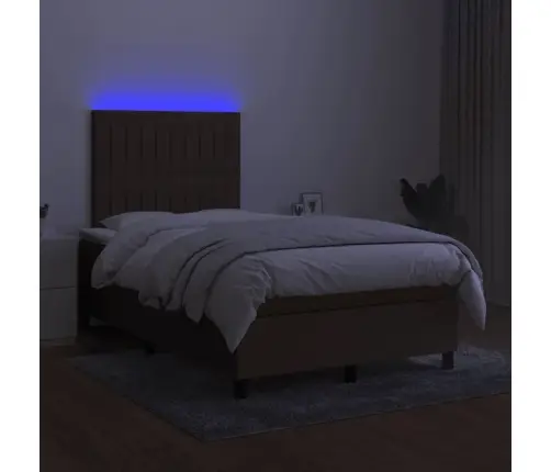 Atsperu Gulta Ar Matraci, Led, Tumši Brūns Audums, 120X190 Cm Vidaxl