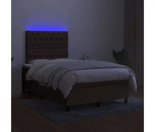 Atsperu Gulta Ar Matraci, Led, Tumši Brūns Audums, 120X190 Cm Vidaxl