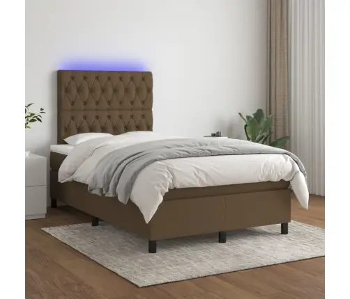 Atsperu Gulta Ar Matraci, Led, Tumši Brūns Audums, 120X190 Cm Vidaxl