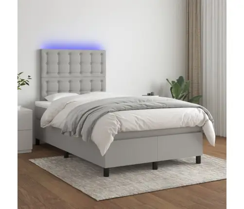 Atsperu Gulta Ar Matraci, Led, Gaiši Pelēka Audums, 120X190 Cm Vidaxl