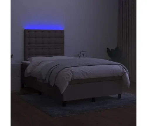 Atsperu Gulta Ar Matraci, Led, Pelēkbrūns Audums, 120X190 Cm Vidaxl