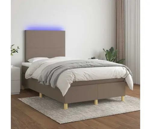 Atsperu Gulta Ar Matraci, Led, Pelēkbrūns Audums, 120X190 Cm Vidaxl
