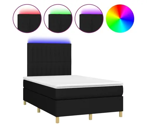 Atsperu Gulta Ar Matraci, Led, Melns Audums, 120X190 Cm Vidaxl