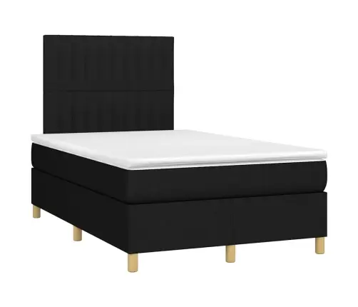 Atsperu Gulta Ar Matraci, Led, Melns Audums, 120X190 Cm Vidaxl