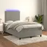 Lova Su Spyruoklėmis/Čiužiniu/Led, Pilka, 120X190cm Aksomas