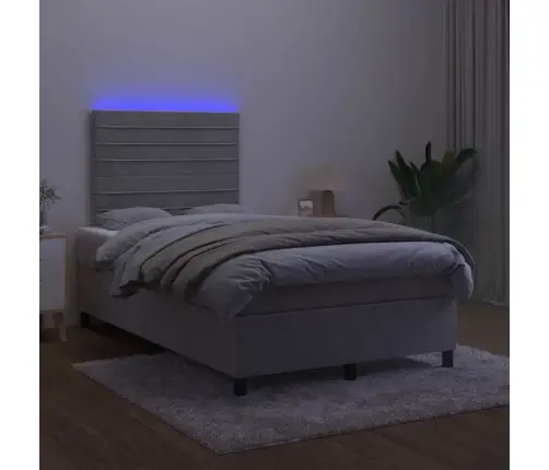 Atsperu Gulta Ar Matraci, Led, Gaiši Pelēks Samts, 120X190 Cm Vidaxl