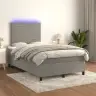 Atsperu Gulta Ar Matraci, Led, Gaiši Pelēks Samts, 120X190 Cm Vidaxl