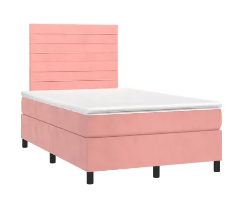 Lova Su Spyruoklėmis/Čiužiniu/Led, Rožinė, 120X190cm Aksomas