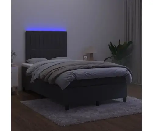 Atsperu Gulta Ar Matraci, Led, Melns Samts, 120X190 Cm Vidaxl