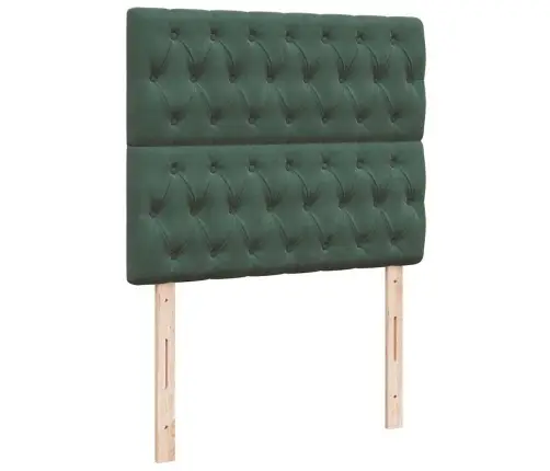 Atsperu Gulta Ar Matraci, Led, Tumši Zaļš Samts, 120X190 Cm Vidaxl