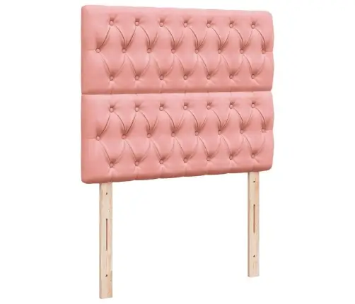 Atsperu Gulta Ar Matraci, Led, Rozā Samts, 120X190 Cm Vidaxl