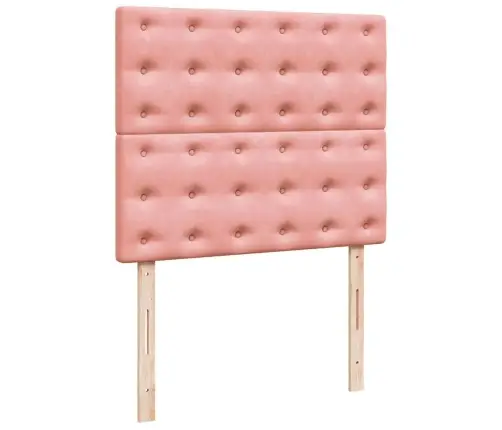 Atsperu Gulta Ar Matraci, Led, Rozā Samts, 120X190 Cm Vidaxl